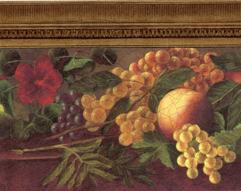 Wallpaper Border Tuscan Fruits & Vegetables On Blue Wallpaper Border Tuscan Fruits & Vegetables On Blue