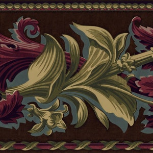 Albert Van Luit Victorian Leaf Scroll Wallpaper Border - Verde, Marrone 15 piedi di lunghezza x 6,7 pollici di larghezza