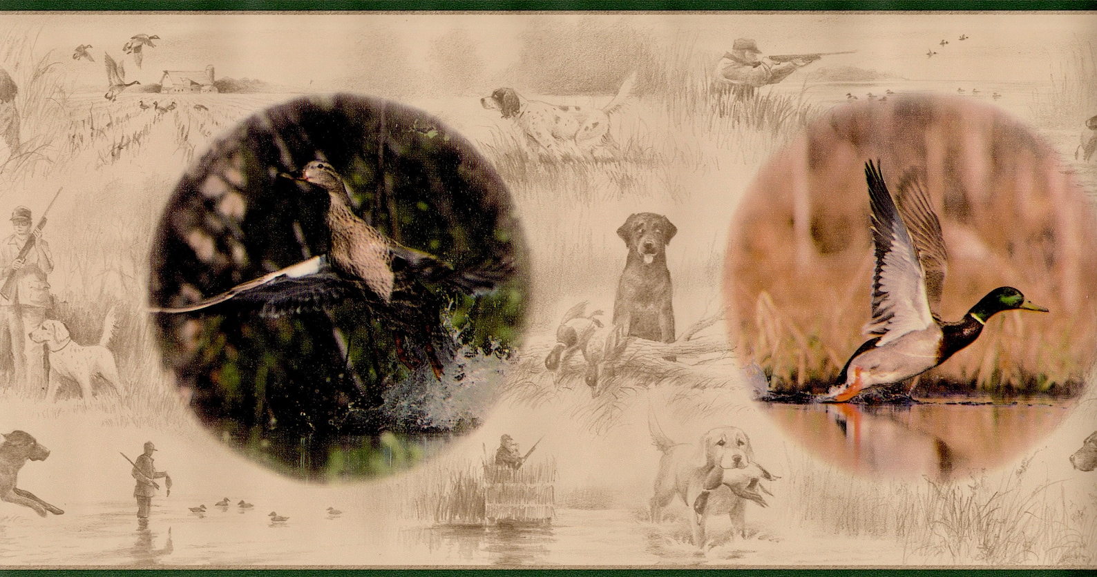 Country Nature Wilderness Wild Ducks Hunting Wallpaper Border Etsy