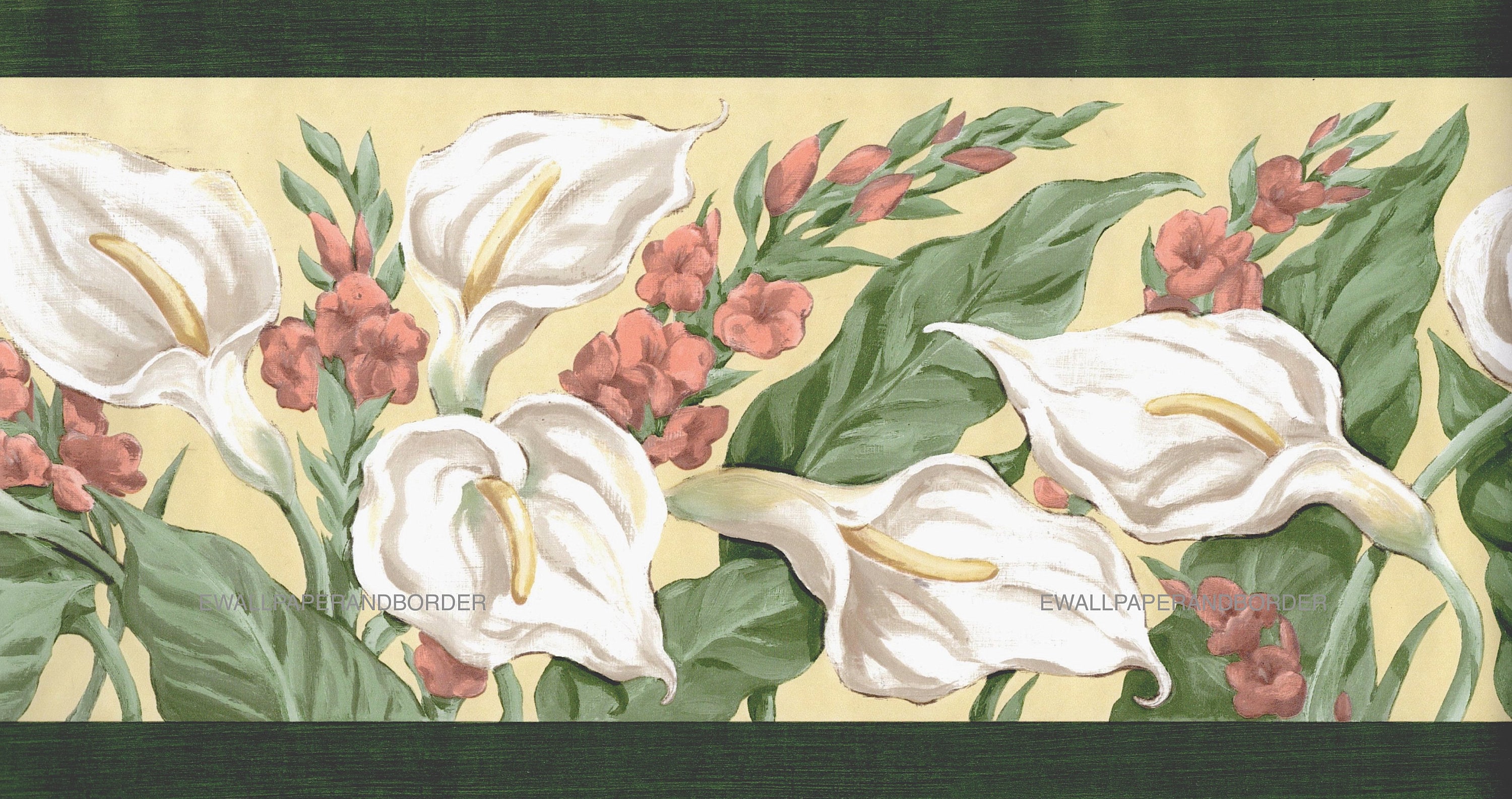 Floral Botanical Wallpaper Border blanco Calla Lilly Flor Etsy