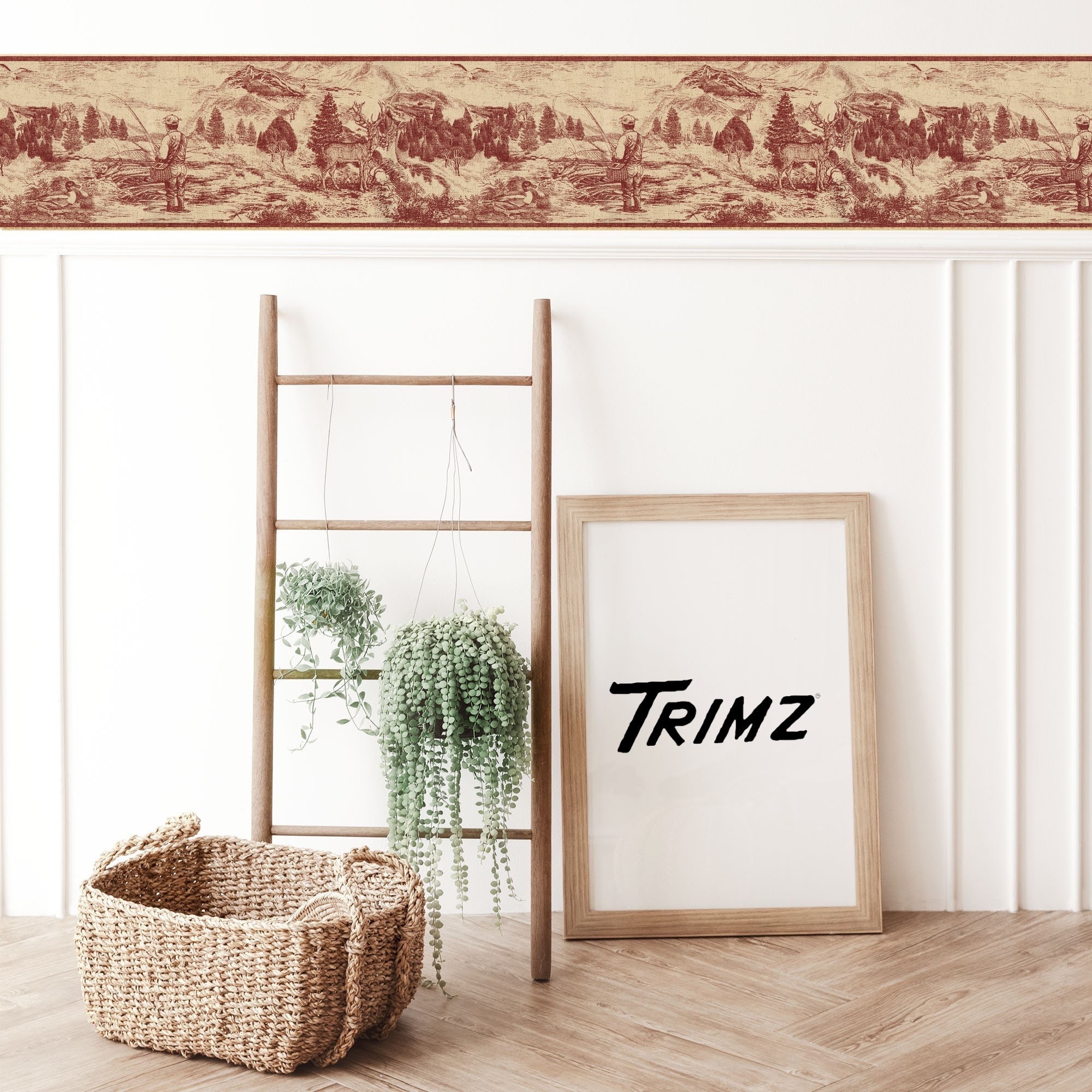 Rustic Huntingborder Rustic Wildlife Wallpaper Border 10.25 Inch, Toile Fishing Deer ...