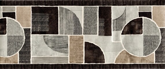 Mid Century Modern Geometric Wallpaper Border Black Gray - Etsy