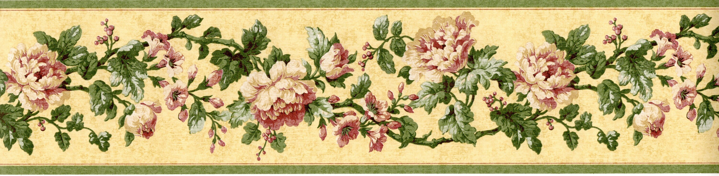 Vintage Dusty Rose Cabbage Roses Wallpaper Border, Cottage Decor - Etsy