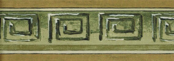 Architectural Greek Key Wallpaper Border Green Greek Key With Silver  Accent, Gold Trim, 15' L X 4.2 W -  Denmark