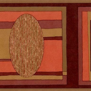 Moderne geometrische Formen Wallpaper Bordüre, Koralle Rot Braun Oval Quadrate Streifen Wallpaper Bordüre, Moderne Fliesen Wallpaper Borders Trim