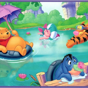 Tapetenbordüre „Winnie Puuh und seine Freunde“ – Disney-Cartoon-Wanddekoration für Kinder – Tigger, Eeyore – 15 Fuß x 10,25 Zoll.