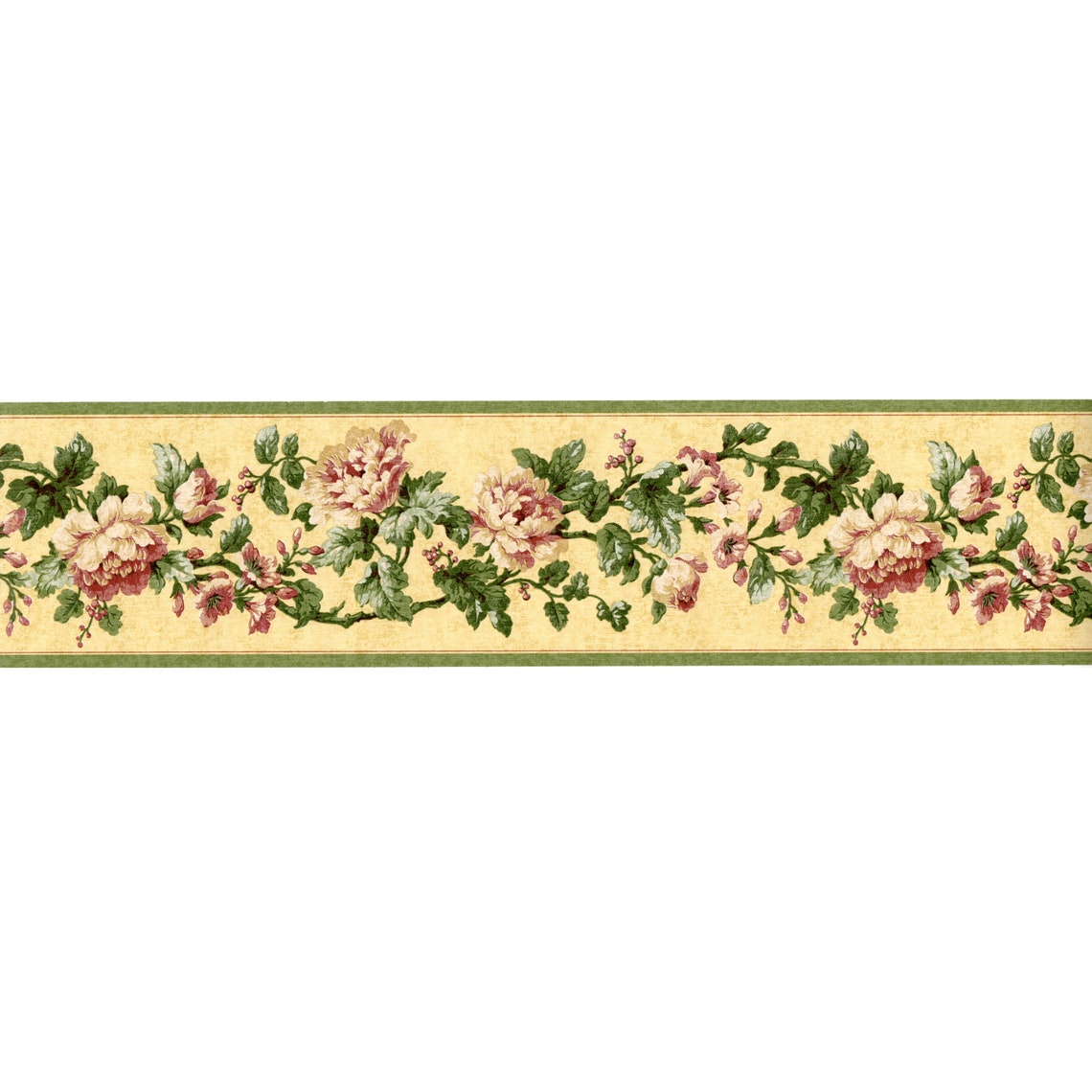 Vintage Dusty Rose Cabbage Roses Wallpaper Border, Cottage Decor - Etsy