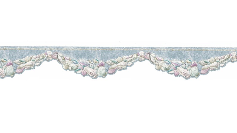 Seashell Die Cut Wallpaper Border Blue Nautical Beach Coastal | Etsy