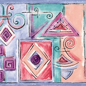 Aztec Prints Geometrische Tapetenbordüre, Boho Boho Tribal Design Tapetenbordüre, Grün, Blau, 15 'L x 6,75' B
