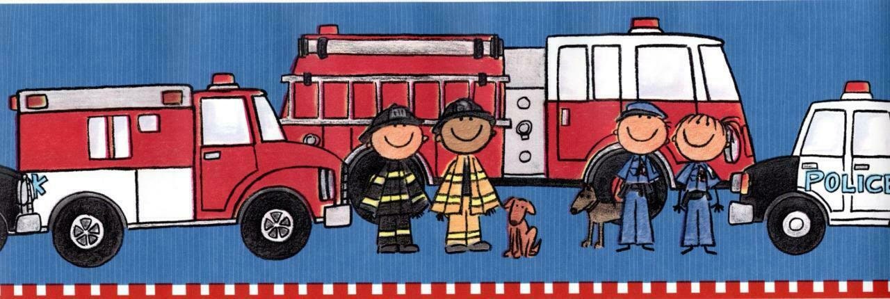 Fire Truck Wallpaper Border Rescue Vehicles Wallpaper Border Etsy