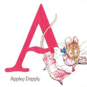 Vintage Beatrix Potter The Tale of Benjamin Bunny ABC Letter Children Wallpaper Border, Alphabet Animals Nursery Wallpaper Border Wall Decor