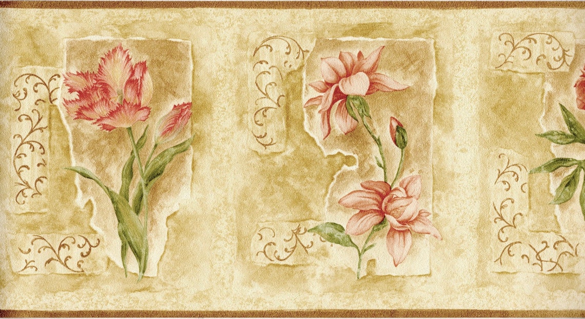 Oriental Floral Wallpaper Borderrose Pink Asian Flowers on Etsy