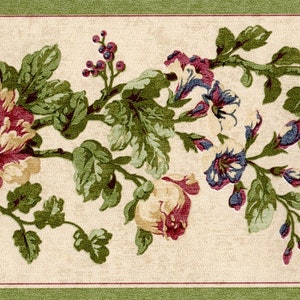 Vintage Blumen-Tapetenbordüre, Wandbordüre mit Maulbeerbaummotiven, Kohlblumen-Tapetenbordüre