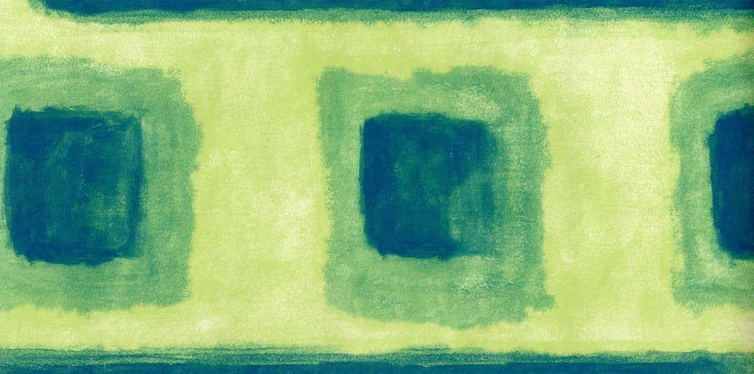 Modern Geometric Wallpaper Border Blue Green Square Tile Etsy