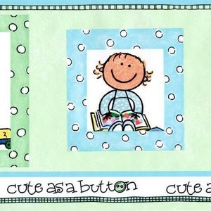 Nursery Wallpaper Border, Boys and girls Cute as Button Wall Border, Dots Wallpaper Border