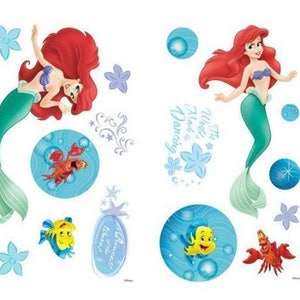 Sticker mural Princesse Ariel la petite sirène / Sticker mural sirène / Sticker mural personnage de dessin animé célèbre / Décorations murales princesse