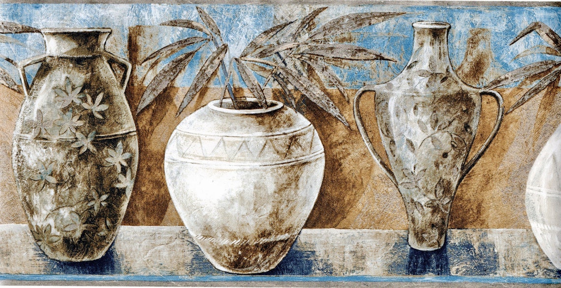 Stone Vases Wallpaper flower Vase Pottery Bamboo Leave Brown - Etsy