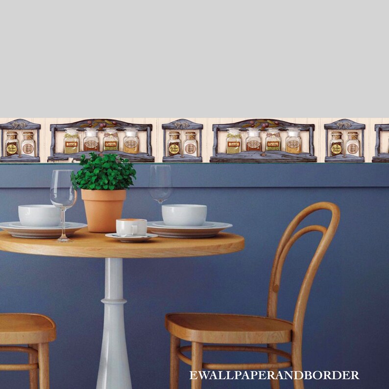 Kitchen Wallpaper Border Kitchen Essentials Spice Rack Etsy