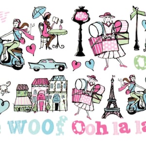 Paris Wall Decal, Parisian Wall Sticker, Girl&#39;s room Wall Decor, Paris Cafe Eiffel Tower Wall Sticker, Nursery Room Wall Decals,Kid Stickers