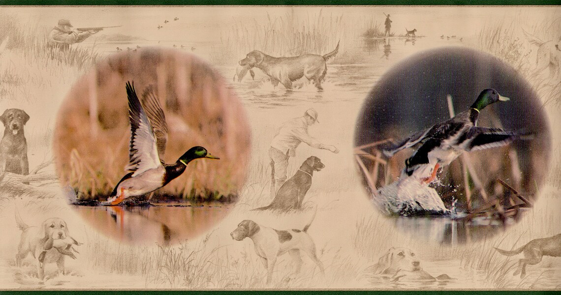 Country Nature Wilderness Wild Ducks Hunting Wallpaper Border Etsy