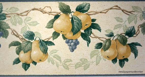 Traditional Abundance of Fruits Wallpaper Border Pear Country Kitchen Wall Decor