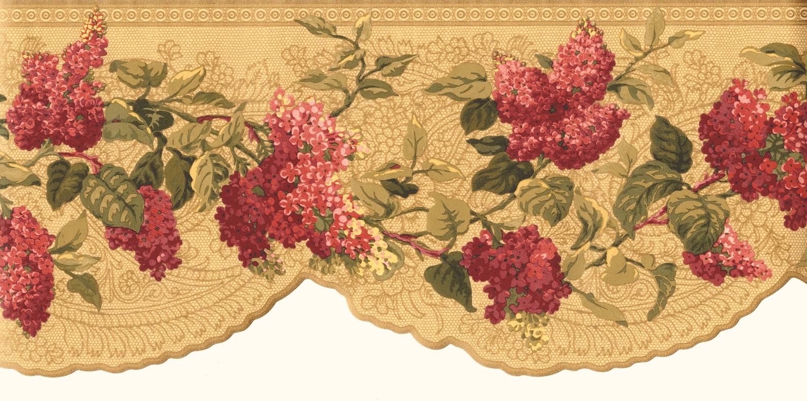 Victorian Swag Floral Gold Lace Wallpaper Border Scalloped Etsy