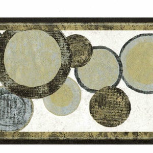 Moderne metallische Gold-Silber-Grau-Punkte-Tapetenbordüre, geometrische Tapetenbordüren, Größe: 15 'L x 7' B