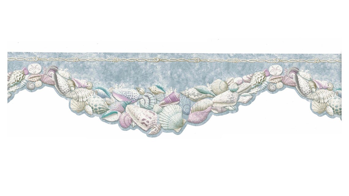 Seashell Die Cut Wallpaper Border Blue Nautical Beach Coastal | Etsy
