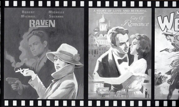 Vintage Black &amp; White Movies Posters Wallpaper Border Vintage - Etsy