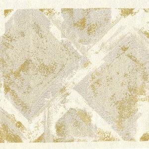 Abstrakte Tapetenbordüre - Geometrische Wandbordüre - Seidig Weicher Metallic Gold Creme Silber Diamant - 4 m lang und 17 cm breit