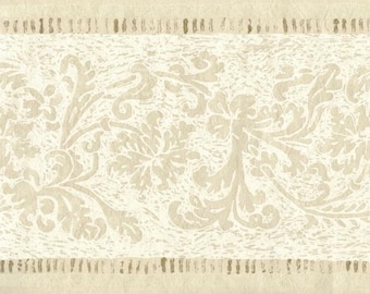 Damask Scroll Wallpaper Border, Ivory Cream Embossed Neutral, Prepasted 10 inch wide, Living Room Bedroom