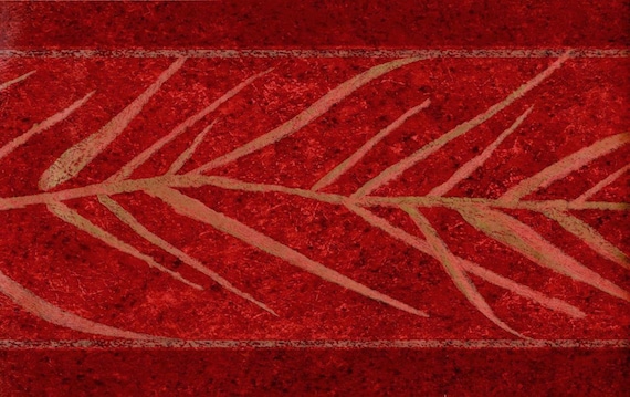Bordure de papier peint de branche d'arbre, bordure de papier peint de  feuilles d'arbre, bordure de papier peint de fond de marbre rouge abstrait  de branche de bambou d'or contemporain 