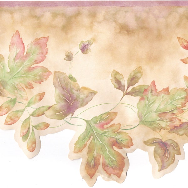 Bordure de papier peint feuilles rustiques découpées, papier peint bordure feuilles de chêne, feuilles d'érable vignes, préencollé, 15 pi L x 8,5" l