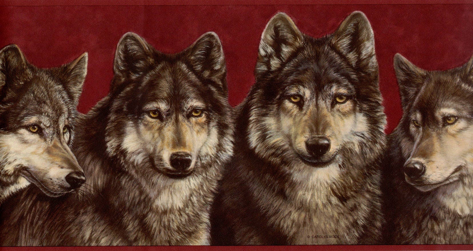 Tapete Bordüre Wildtier Wolfsrudel Wölfe, Größe: 4 m x 23 cm - Etsy Schweiz, image size:1655x880