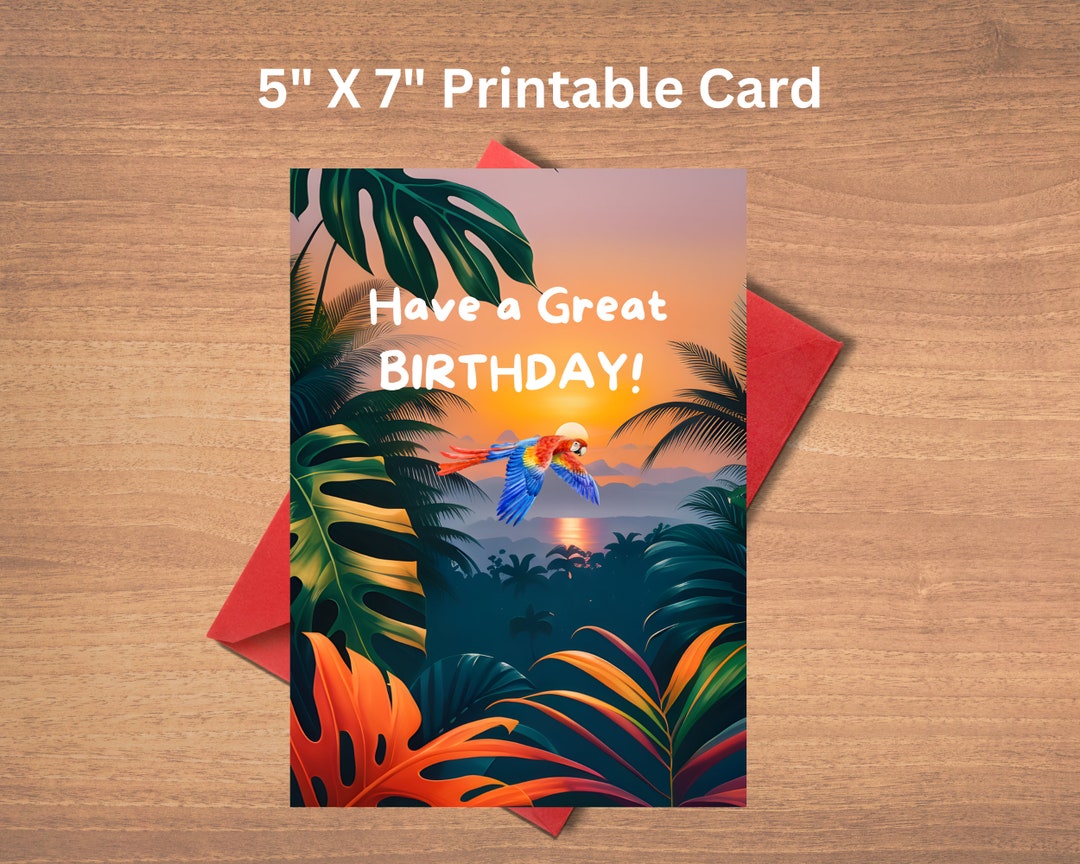 Printable Tropical Birthday Card - Etsy