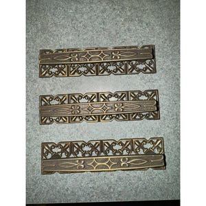 3 National Lock 1971 Fleur de Lis Bar Drawer Pull 5.5" & Backplate 6" Long