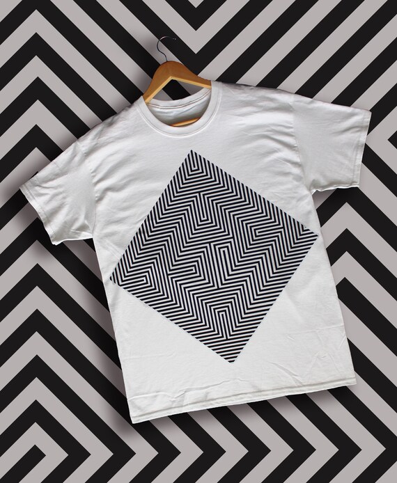 Geometric Abstract T-Shirt Black and White T-Shirt | Etsy