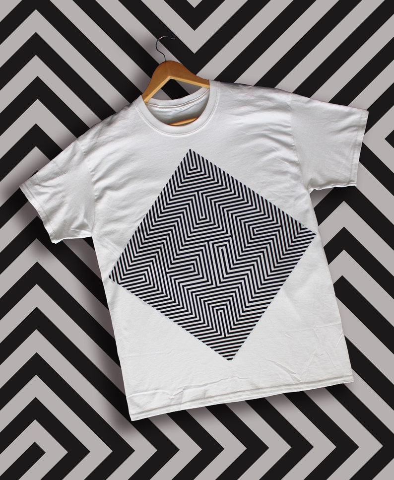 Geometric Abstract TShirt Black and White TShirt Etsy