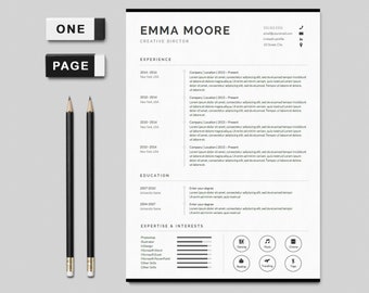 one page resume etsy
