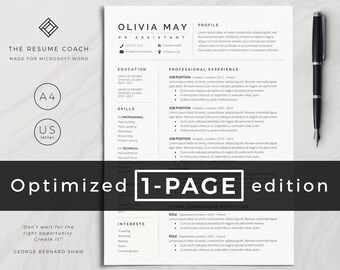 resume template etsy