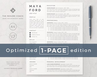 one page resume etsy resume page