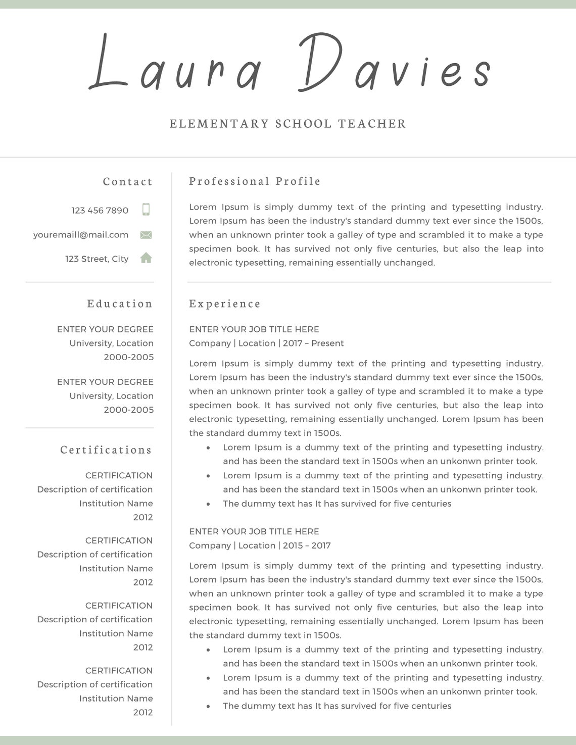 Teacher Resume Resume Template Modern Resume Creative | Etsy