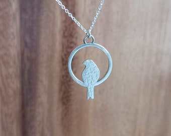 Uccello martellato pendente, in argento, argento, pendente, designer, fatto a mano