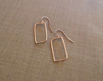 Strength earrings on silver or gold, Geometrical earrings, Minimalist earrings, Square Earrings in Sterling silver or gold