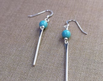 Longitude Earrings set with turquoises and Sterling Silver