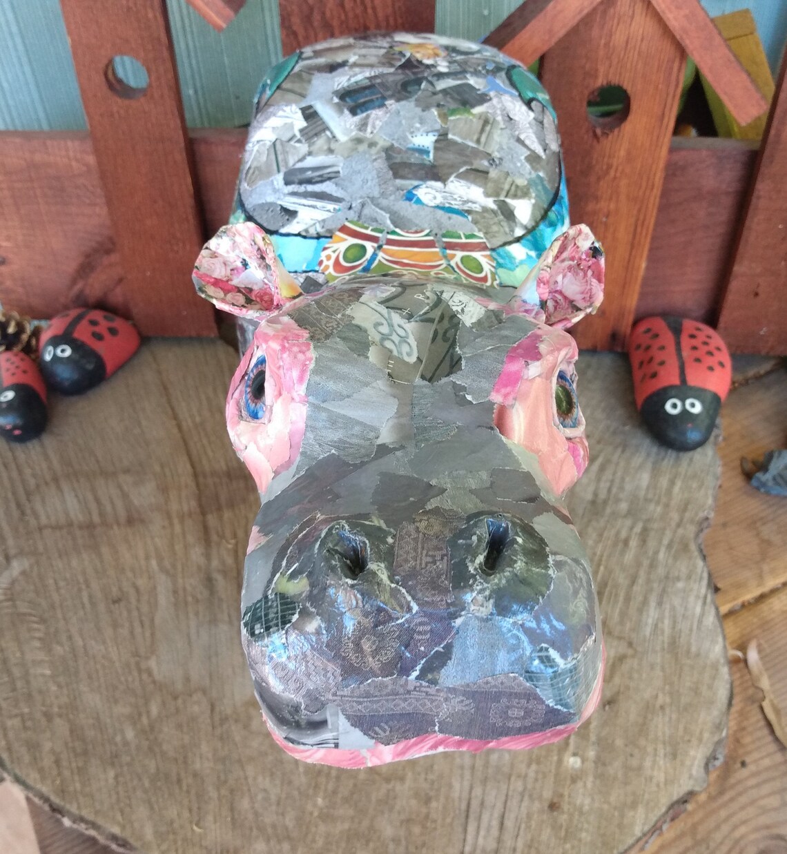 Made to Order Paper Mache Baby Hippo Rare Find Etsy