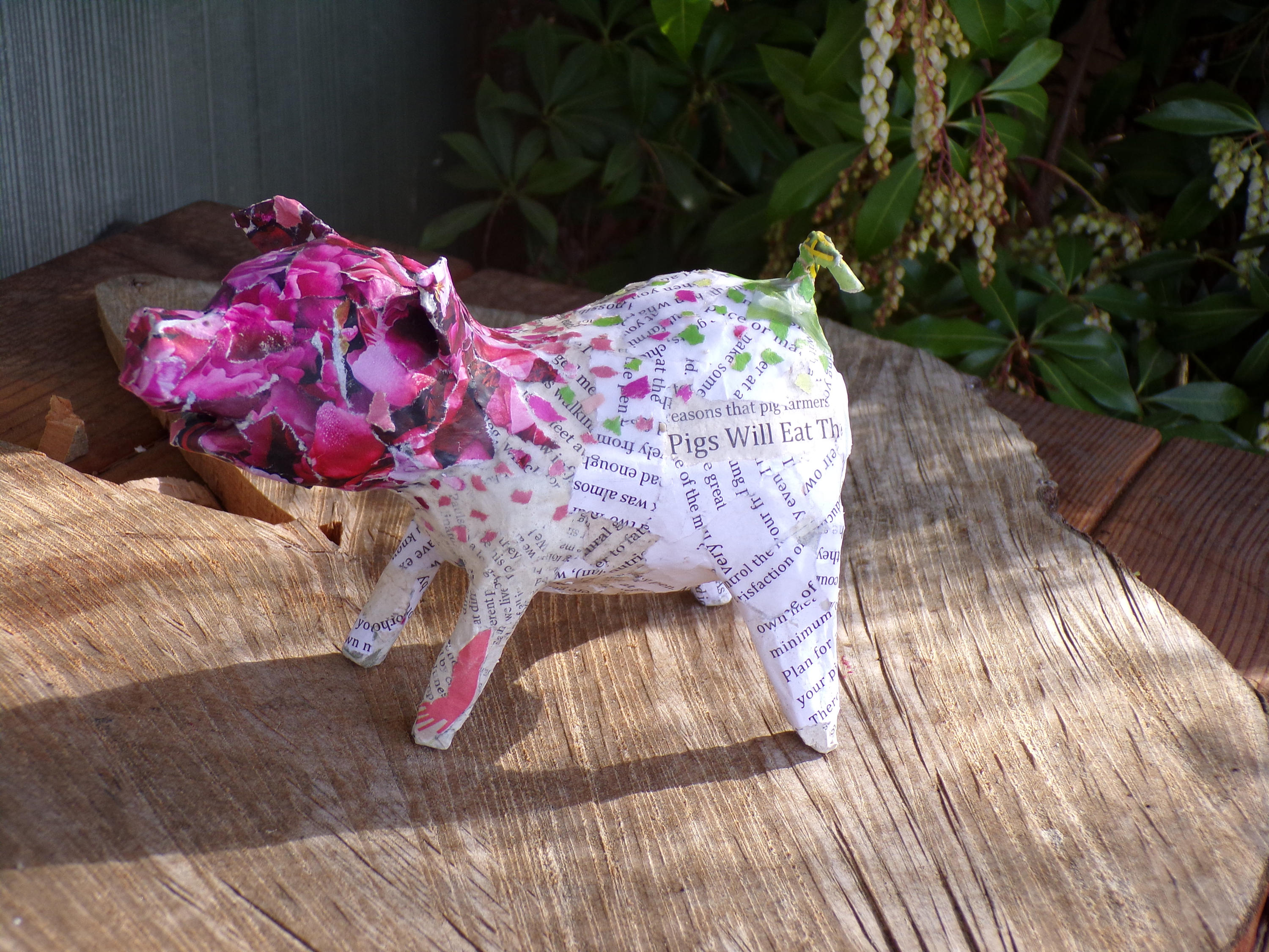 Sale Whimsical Paper Mache Pig Sculpture Cute Pig Art OOAK Etsy