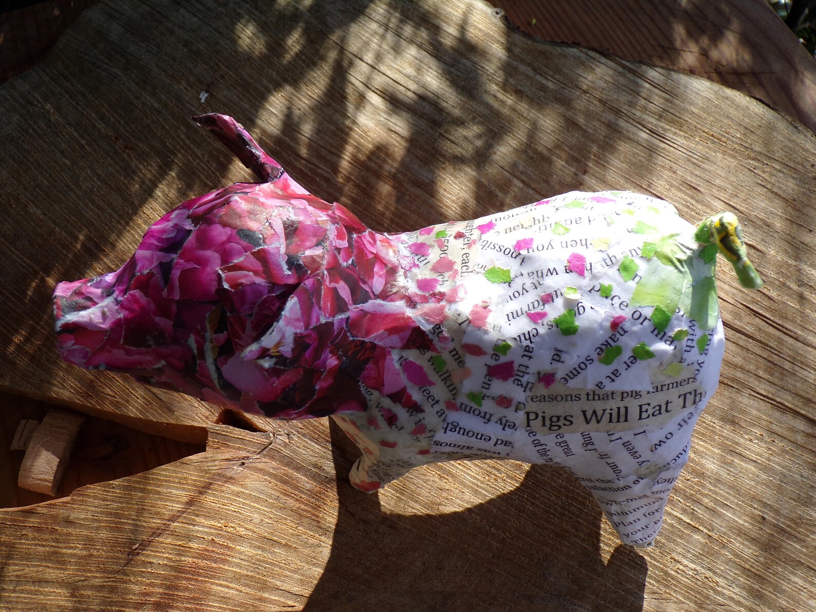 Sale Whimsical Paper Mache Pig Sculpture Cute Pig Art OOAK Etsy