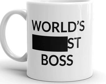Funny Boss Gift, Worlds Best Boss, Worst Boss, Funniest Boss, Worlds Okayest Boss Mug, The Office Mug, Gag Gift for Boss, Coworker Gift