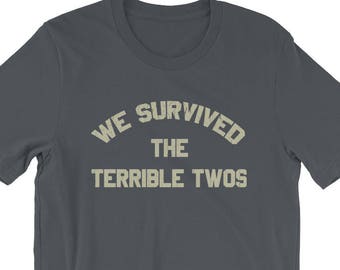 We Survived the Terrible Twos, Threenager Mom & Dad Shirt,  Funny Adult Three year old Birthday Shirt, Toddler Parents, Threenager Parents